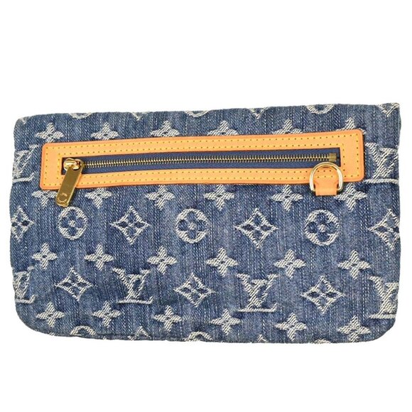 Louis Vuitton Blue Monogram Denim Pochette Plat Clutch - Picture 3 of 8